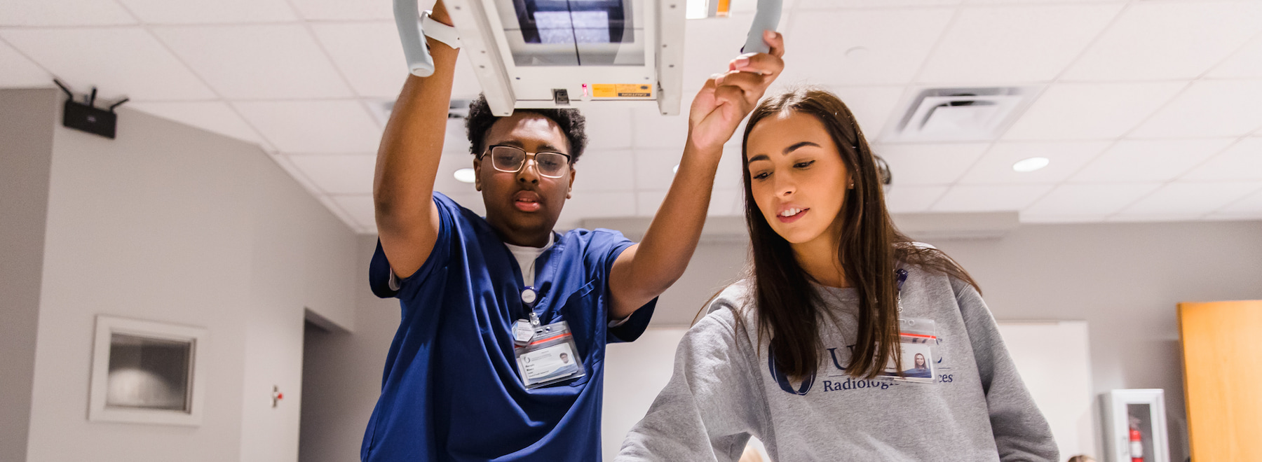 Students performing X-ray in SHRP Radiology Science Lab.